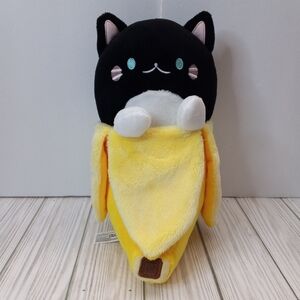 Black Tuxedo Cat Bananya Stuffed Animal Kitty Banana Plush